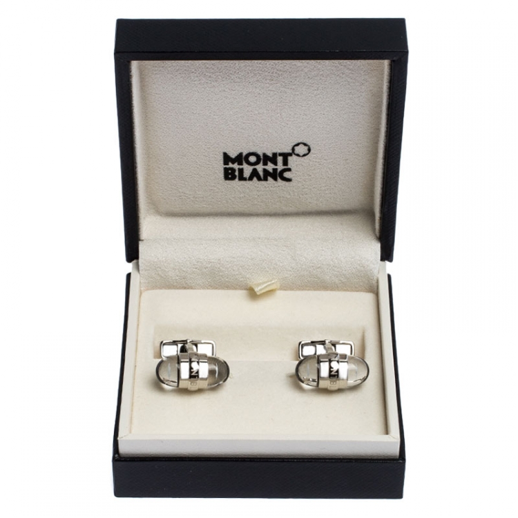 Pre Owned Montblanc Urban Walker Resin Silver Tone Cufflinks