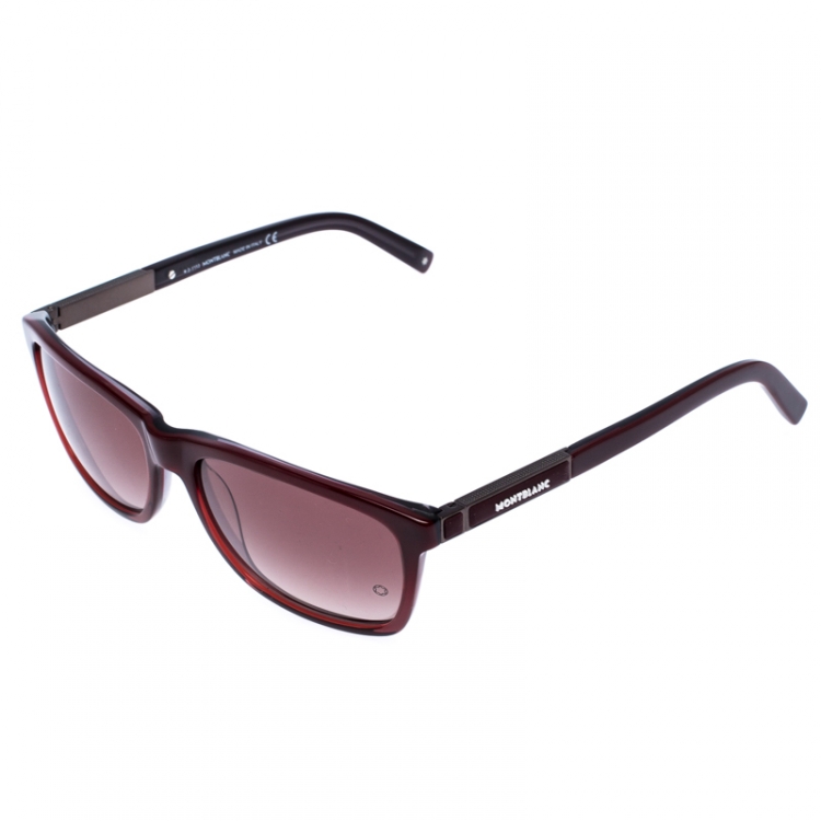 Pre Owned Montblanc Burgundy Gradient MB 461S Square Sunglasses