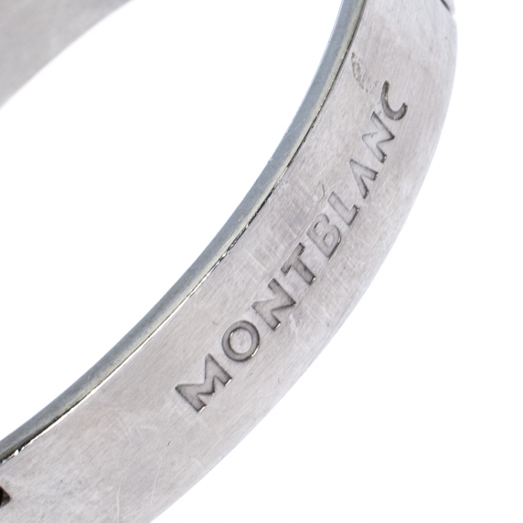 Pre Owned Montblanc Rubber Silver Tone Hinged Bangle Bracelet