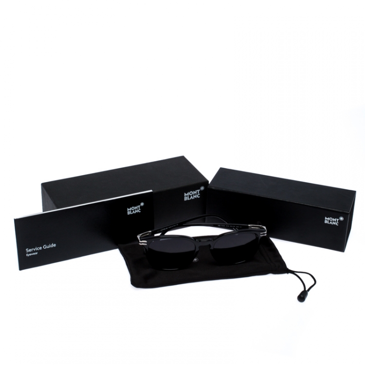 Pre Owned Montblanc Black/Grey MB 700S Square Sunglasses