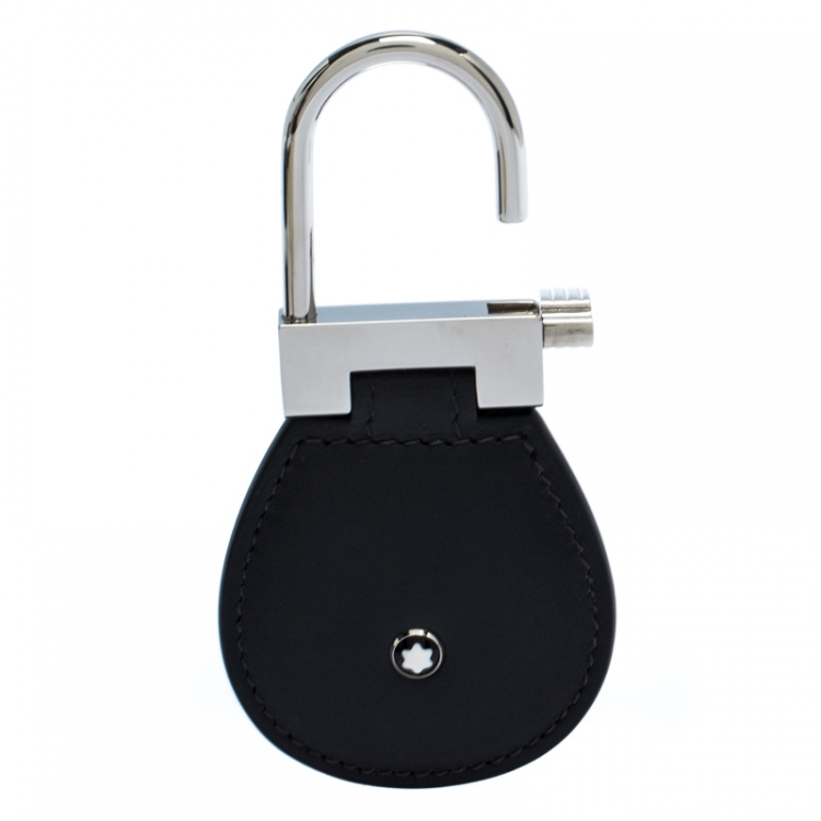 مملوكة مسبقًا Montblanc Sartorial Black Leather Silver Tone 113238 Key Fob