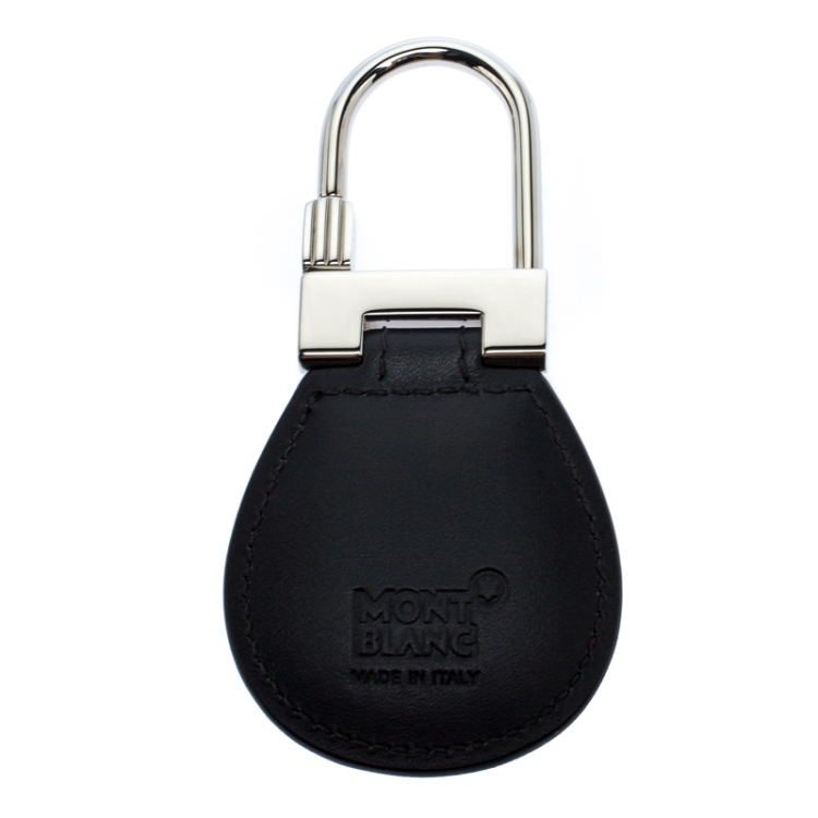 مملوكة مسبقًا Montblanc Sartorial Black Leather Silver Tone 113238 Key Fob