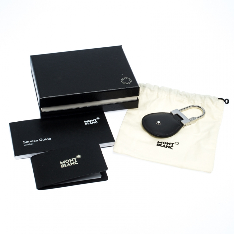مملوكة مسبقًا Montblanc Sartorial Black Leather Silver Tone 113238 Key Fob