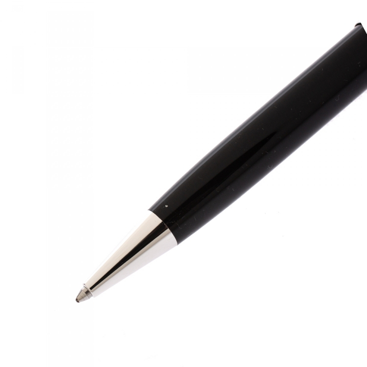 Pre Owned Montblanc Black Meisterstuck Resin Silver Tone Ballpoint Pen