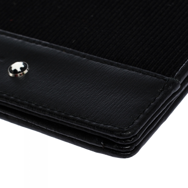 مملوكة مسبقًا Montblanc Black Fabric and Leather Nightflight Passport Holder