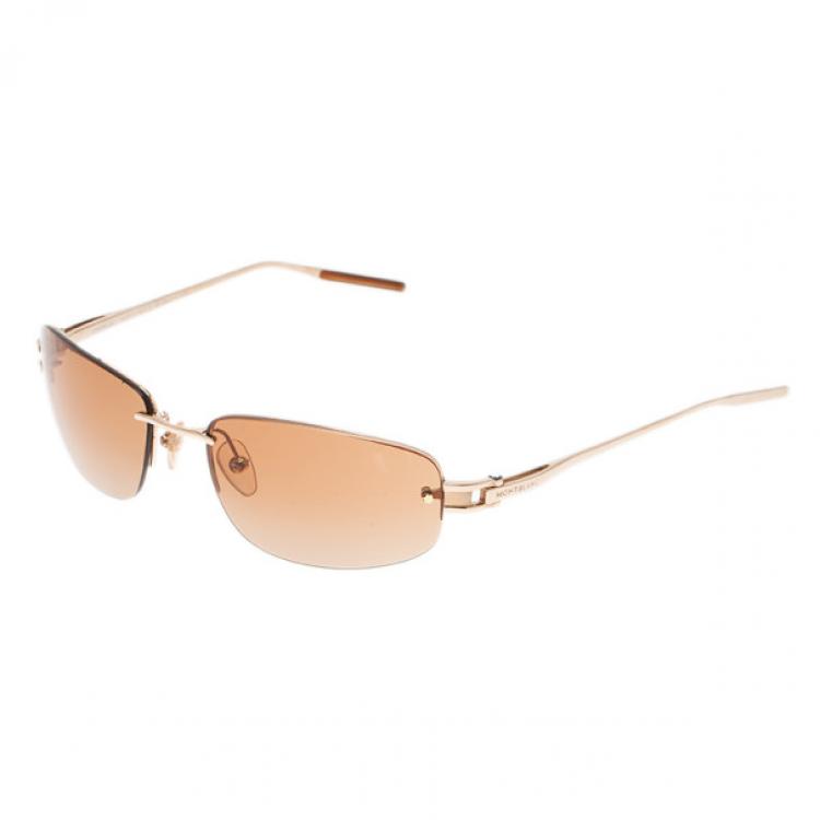 Pre Owned Montblanc Gold Frame MB83S Sunglasses