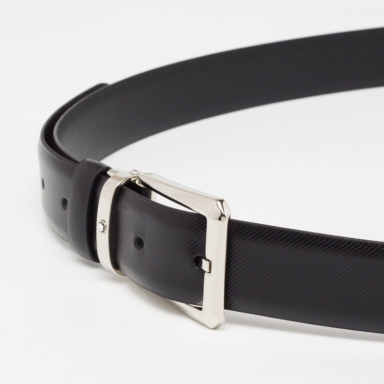 Pre Owned Montblanc Black Leather Cut to Size Buckle Belt