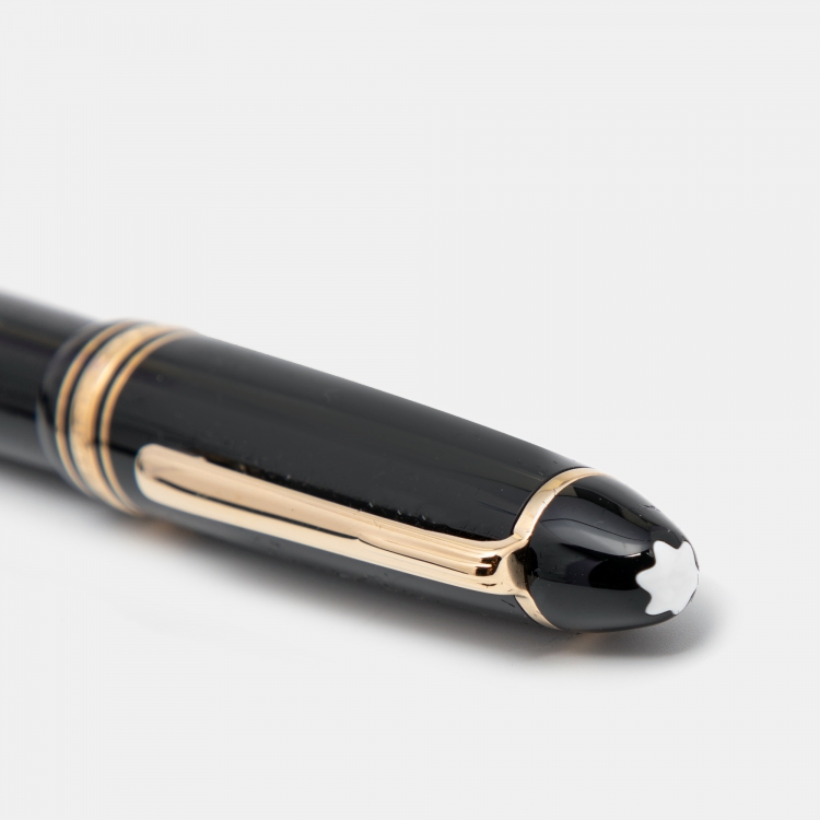 Pre Owned Montblanc Meisterstück Black Resin Gold Tone Fountain Pen, 14K Gold Nib