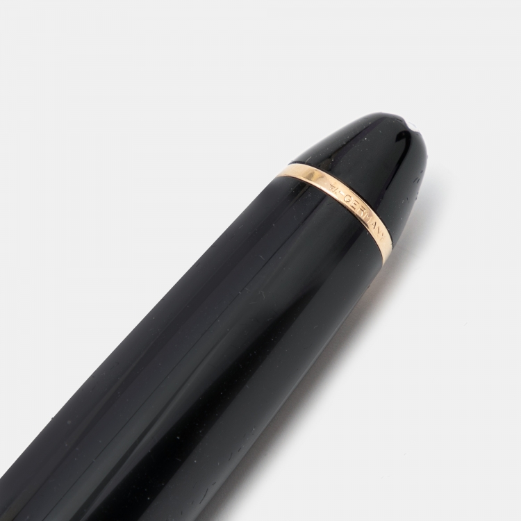 Pre Owned Montblanc Meisterstück Black Resin Gold Tone Fountain Pen, 14K Gold Nib