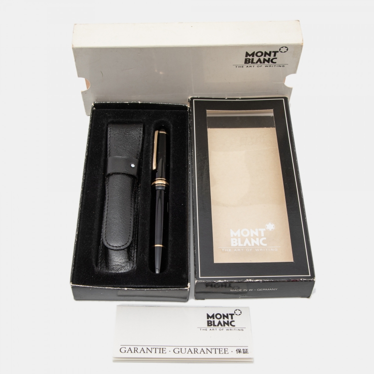 Pre Owned Montblanc Meisterstück Black Resin Gold Tone Fountain Pen, 14K Gold Nib