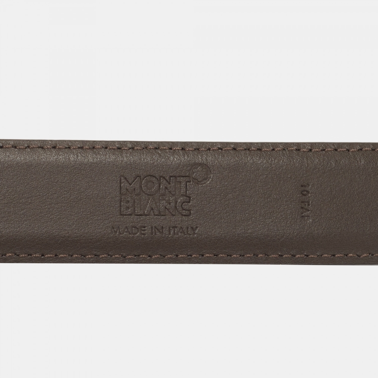 Pre Owned Montblanc Dark Brown Leather Buckle Belt 110CM