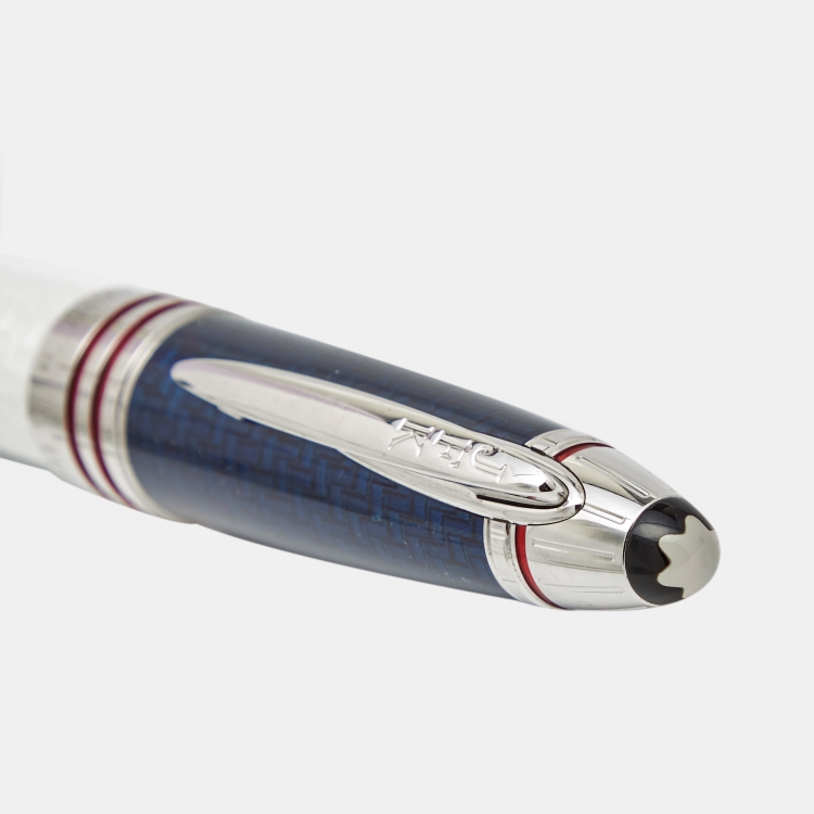 Pre Owned Montblanc John F. Kennedy Limited Edition 1917 Blue/White Lacquer Platinum Ballpoint Pen