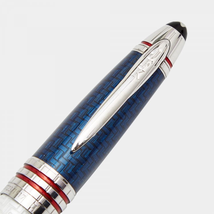 Pre Owned Montblanc John F. Kennedy Limited Edition 1917 Blue/White Lacquer Platinum Ballpoint Pen