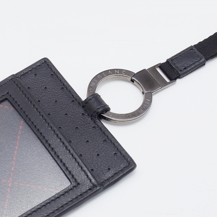 Pre Owned Montblanc Black Leather Lanyard ID Card Holder