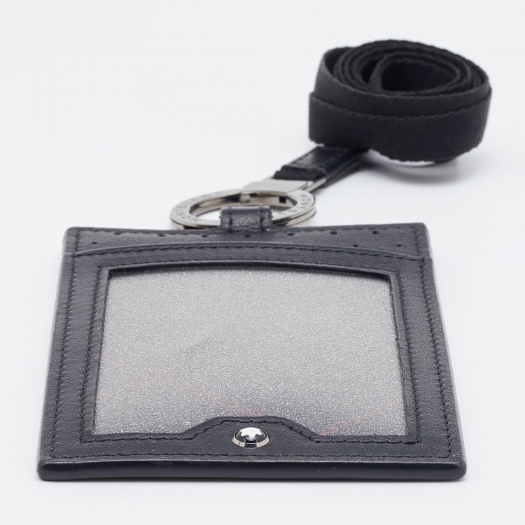 Pre Owned Montblanc Black Leather Lanyard ID Card Holder