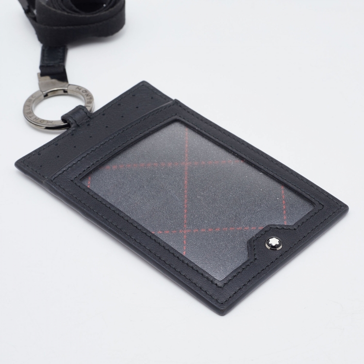 Pre Owned Montblanc Black Leather Lanyard ID Card Holder