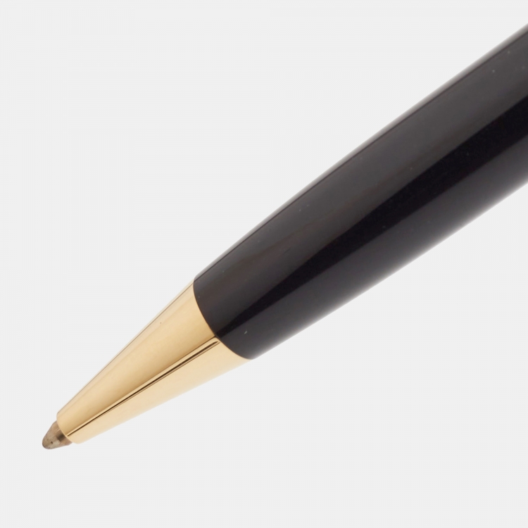 Pre Owned Montblanc Meisterstuck Black Resin Gold Tone Ballpoint Pen