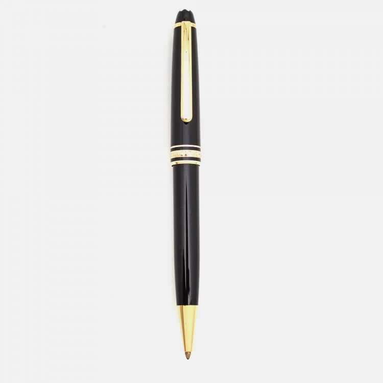 Pre Owned Montblanc Meisterstuck Black Resin Gold Tone Ballpoint Pen
