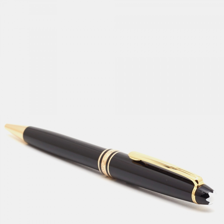 Pre Owned Montblanc Meisterstuck Black Resin Gold Tone Ballpoint Pen