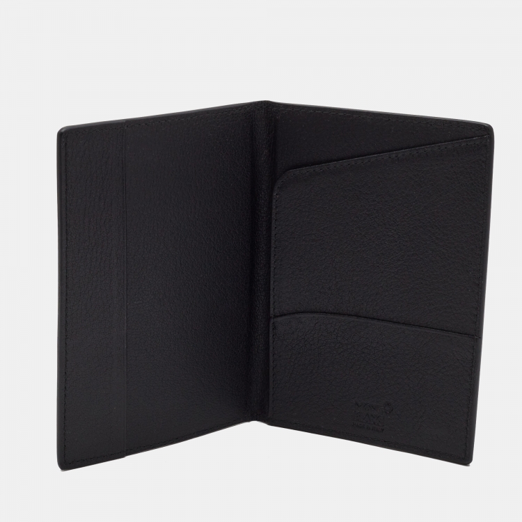 Pre Owned Montblanc Black Leather Meisterstuck Bifold Passport Holder
