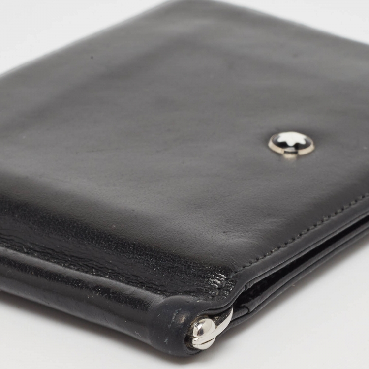Pre Owned Montblanc Black Leather Meisterstück 6CC Money Clip Wallet