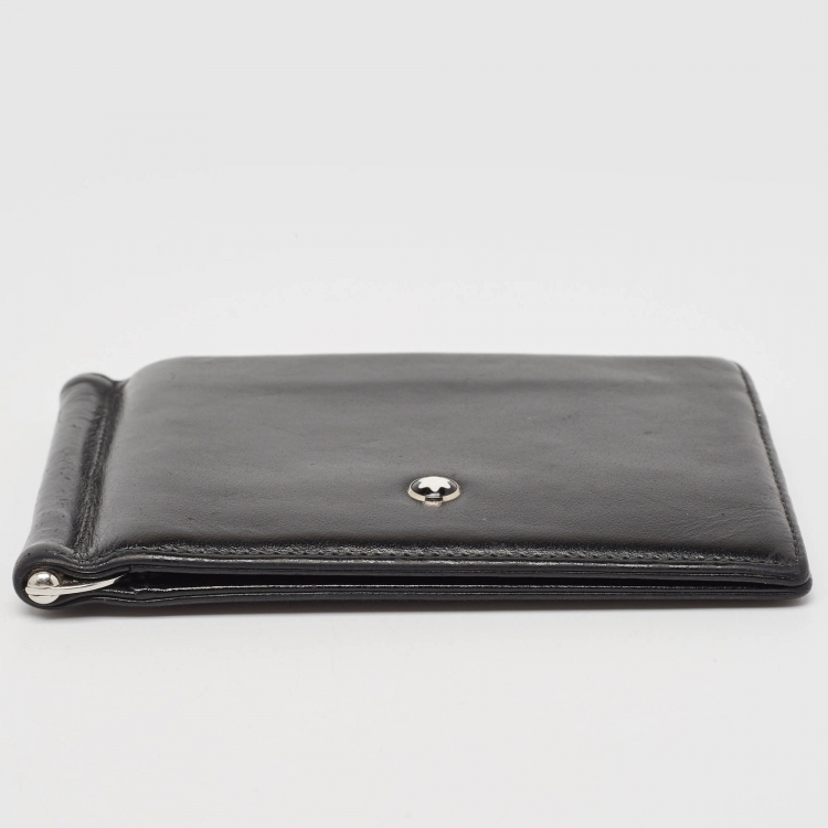 Pre Owned Montblanc Black Leather Meisterstück 6CC Money Clip Wallet