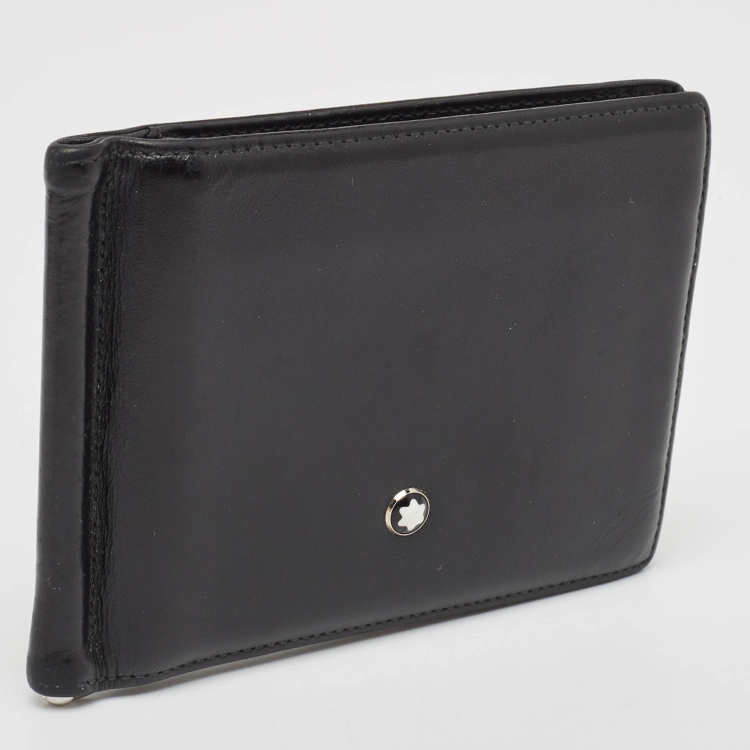 Pre Owned Montblanc Black Leather Meisterstück 6CC Money Clip Wallet