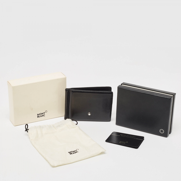 Pre Owned Montblanc Black Leather Meisterstück 6CC Money Clip Wallet