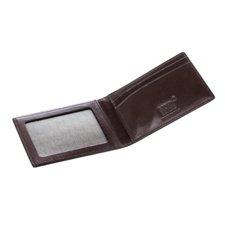 Pre Owned Montblanc Dark Brown Croc Embossed Leather Card Holder