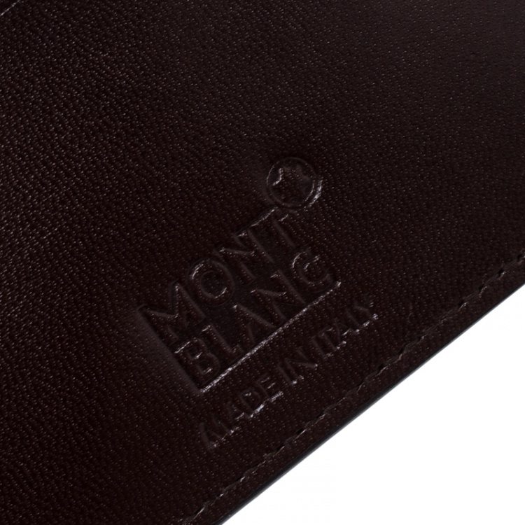 Pre Owned Montblanc Dark Brown Croc Embossed Leather Card Holder