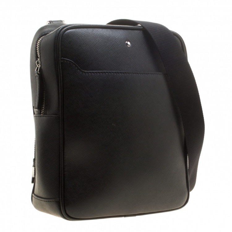 Pre Owned Montblanc Black Leather Small Sartorial Messenger Bag