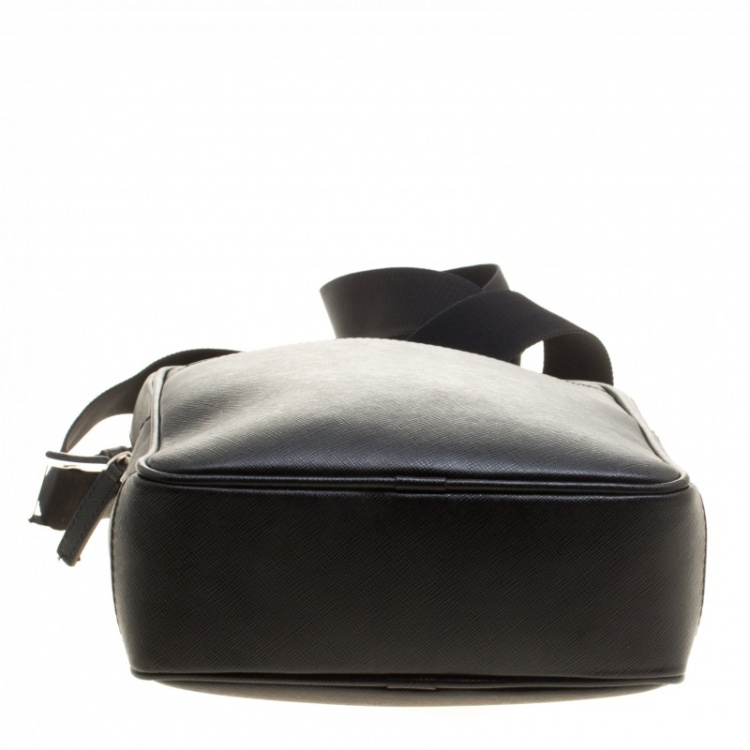 Pre Owned Montblanc Black Leather Small Sartorial Messenger Bag