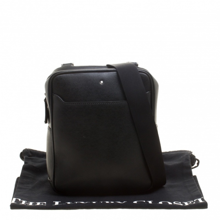 Pre Owned Montblanc Black Leather Small Sartorial Messenger Bag