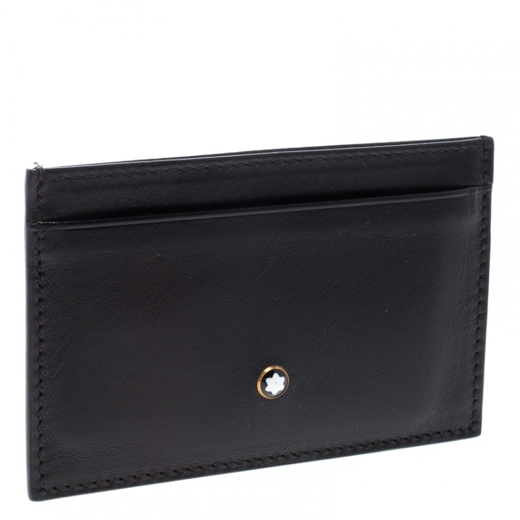Pre Owned Montblanc Dark Brown Leather Meisterstuck Card Holder 