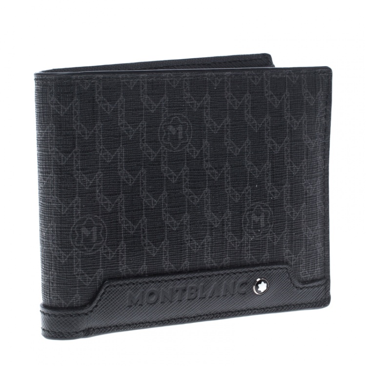 مملوكة مسبقًا Montblanc Black Coated Canvas and Leather Signature Bifold Wallet