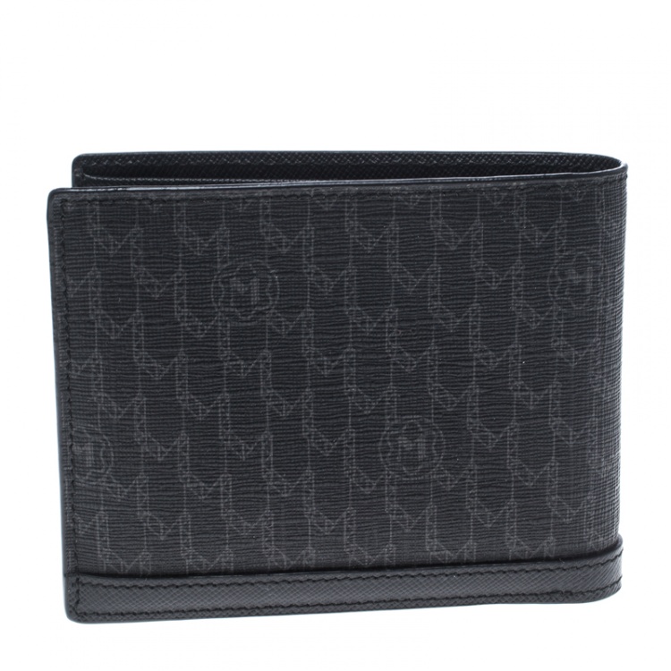 مملوكة مسبقًا Montblanc Black Coated Canvas and Leather Signature Bifold Wallet