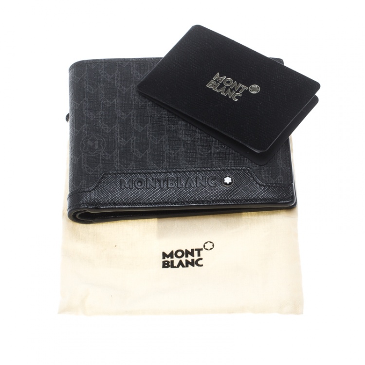 مملوكة مسبقًا Montblanc Black Coated Canvas and Leather Signature Bifold Wallet