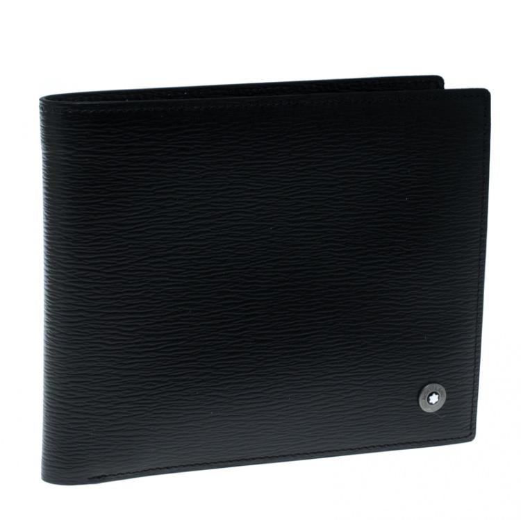 Pre Owned Montblanc Black Leather Westside Bifold Wallet 