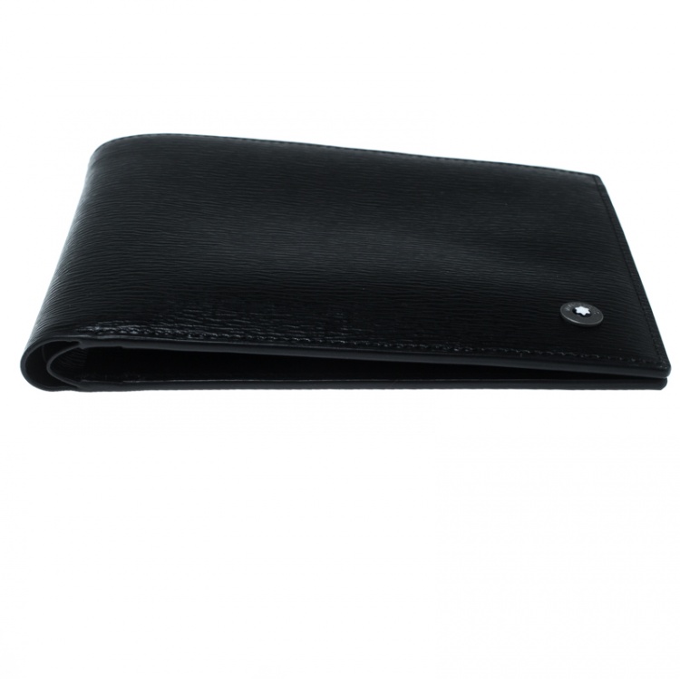 Pre Owned Montblanc Black Leather Westside Bifold Wallet 