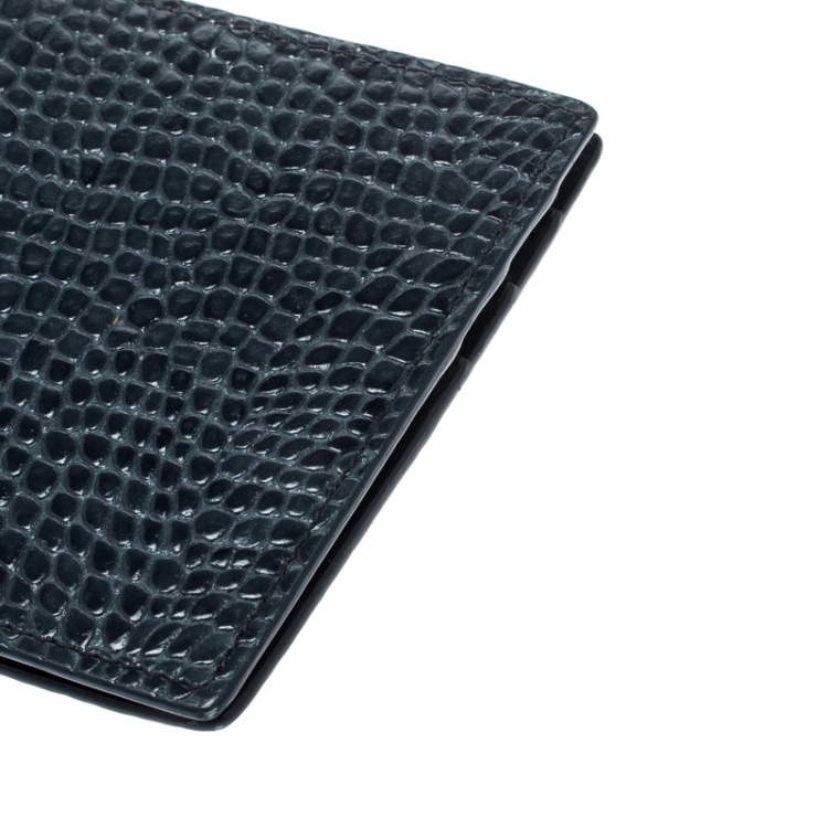 مملوكة مسبقًا Montblanc Aquamarine Croc Embossed Leather Miesterstuck Bifold Wallet