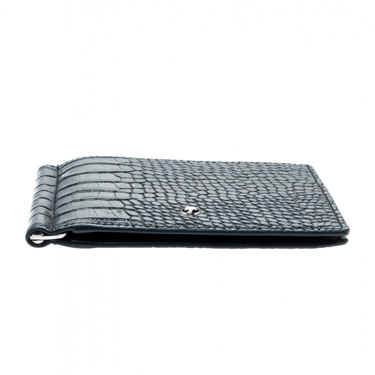 مملوكة مسبقًا Montblanc Aquamarine Croc Embossed Leather Miesterstuck Bifold Wallet