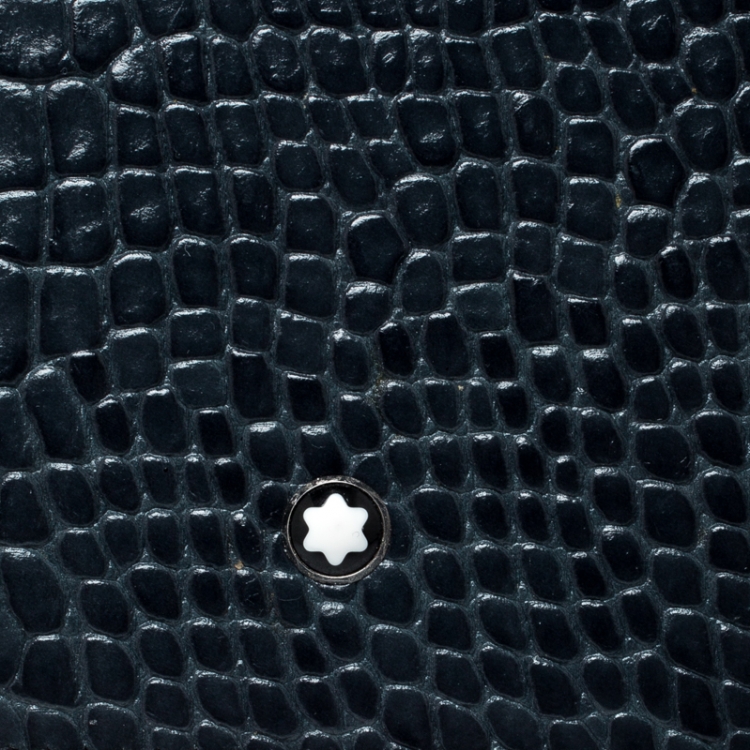 مملوكة مسبقًا Montblanc Aquamarine Croc Embossed Leather Miesterstuck Bifold Wallet