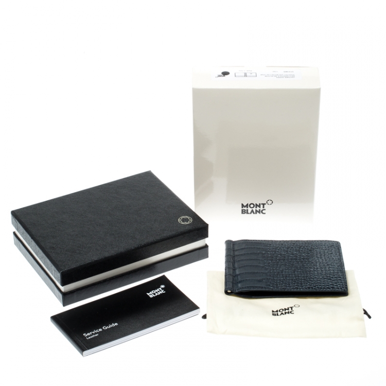 مملوكة مسبقًا Montblanc Aquamarine Croc Embossed Leather Miesterstuck Bifold Wallet