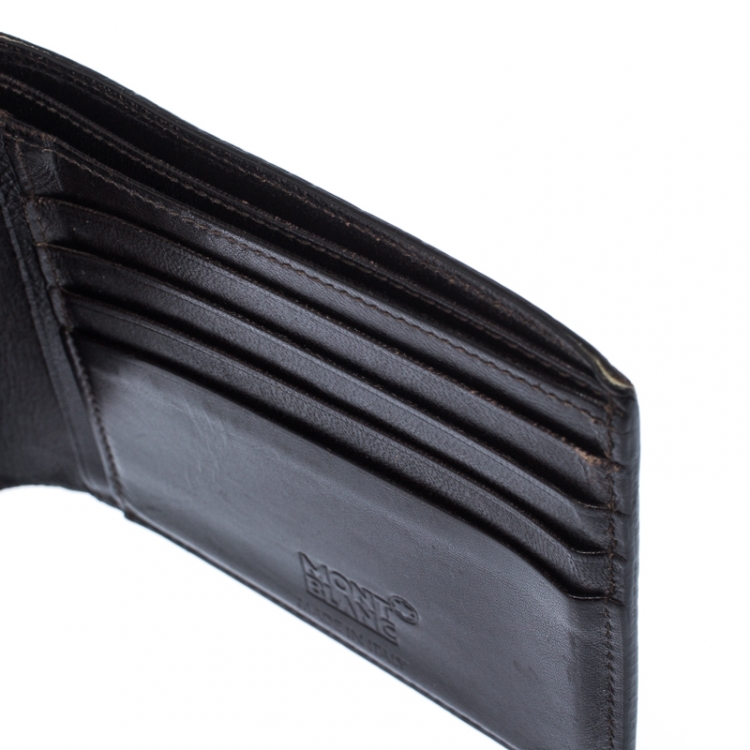 Pre Owned Montblanc Black Crocodile Embossed Leather Bifold Wallet 9CC