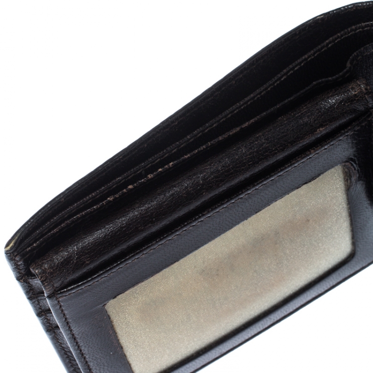 Pre Owned Montblanc Black Crocodile Embossed Leather Bifold Wallet 9CC