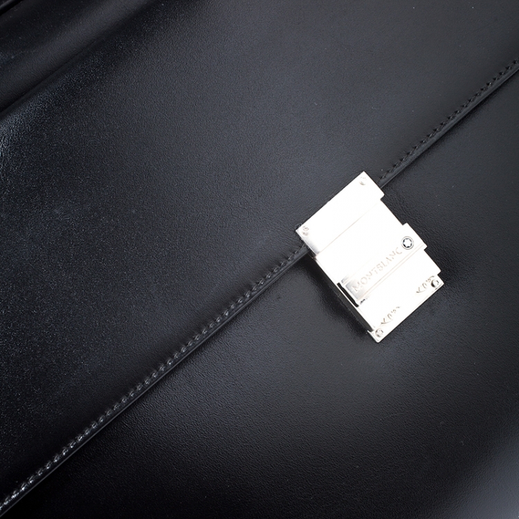 Pre Owned Montblanc Back Leather Meisterstuck Suitcase 
