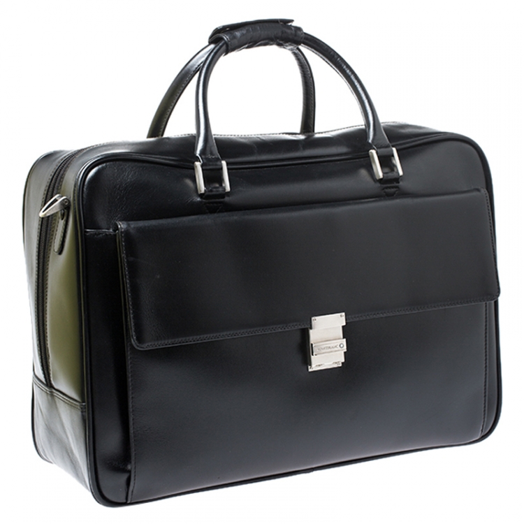 Pre Owned Montblanc Back Leather Meisterstuck Suitcase 