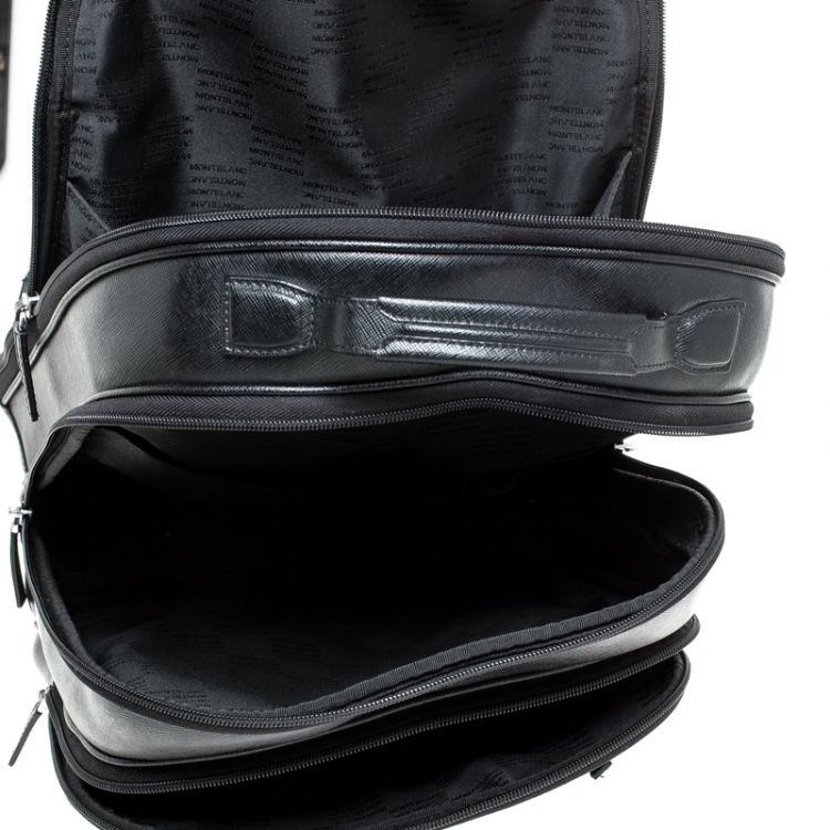 Pre Owned Montblanc Black Leather Extreme Rucksacks 3 Components Backpack              