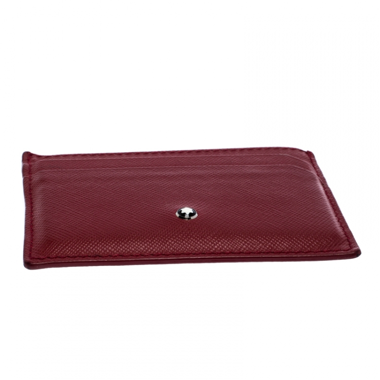 مملوكة مسبقًا Montblanc Red Leather Meisterstuck Card Holder 6CC