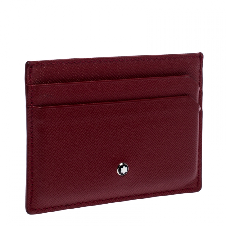 مملوكة مسبقًا Montblanc Red Leather Meisterstuck Card Holder 6CC